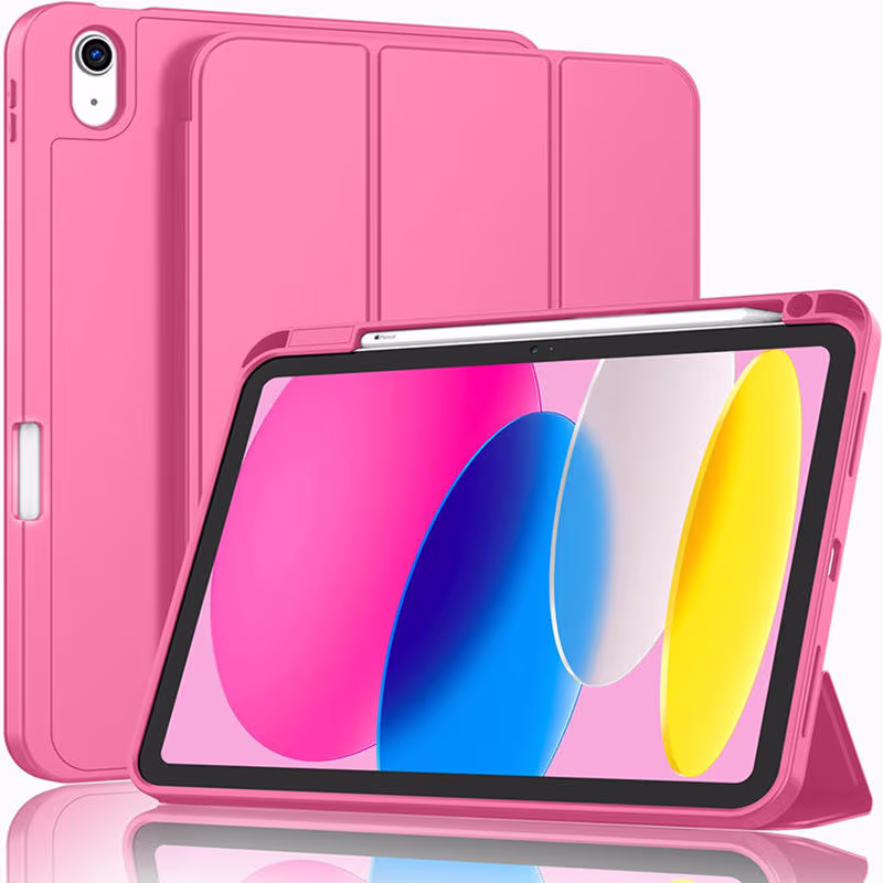 Калъф от ЕКО кожа със силиконов гръб за iPad 10 и 11 - Pink