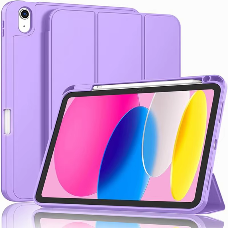 Kалъф от ЕКО кожа със силиконов гръб за iPad 10 и 11 - Purple