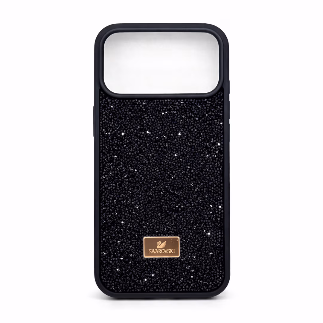 Swarovski черен калъф с бляскави частици за iPhone 17 Pro и Pro Max