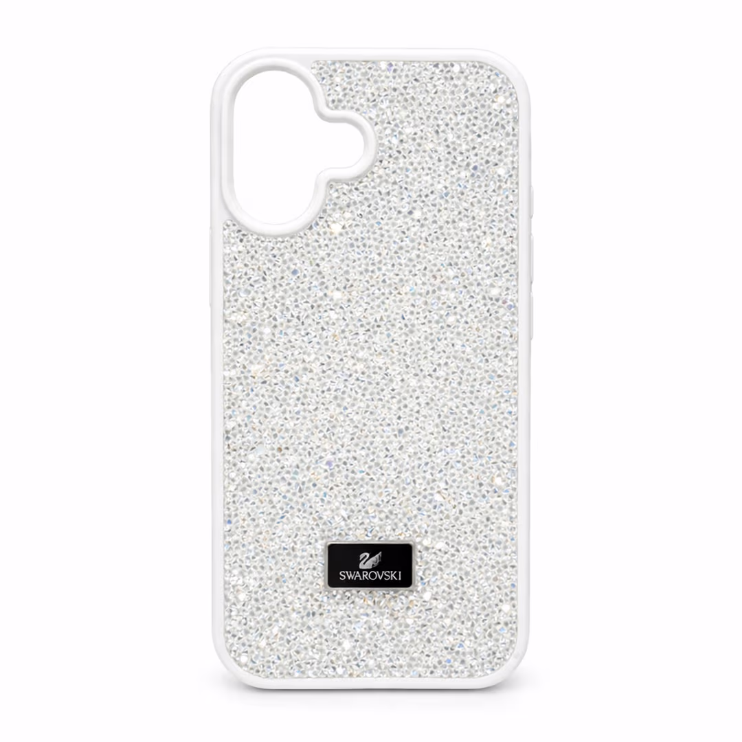 Swarovski бял калъф с бляскави частици за iPhone 17