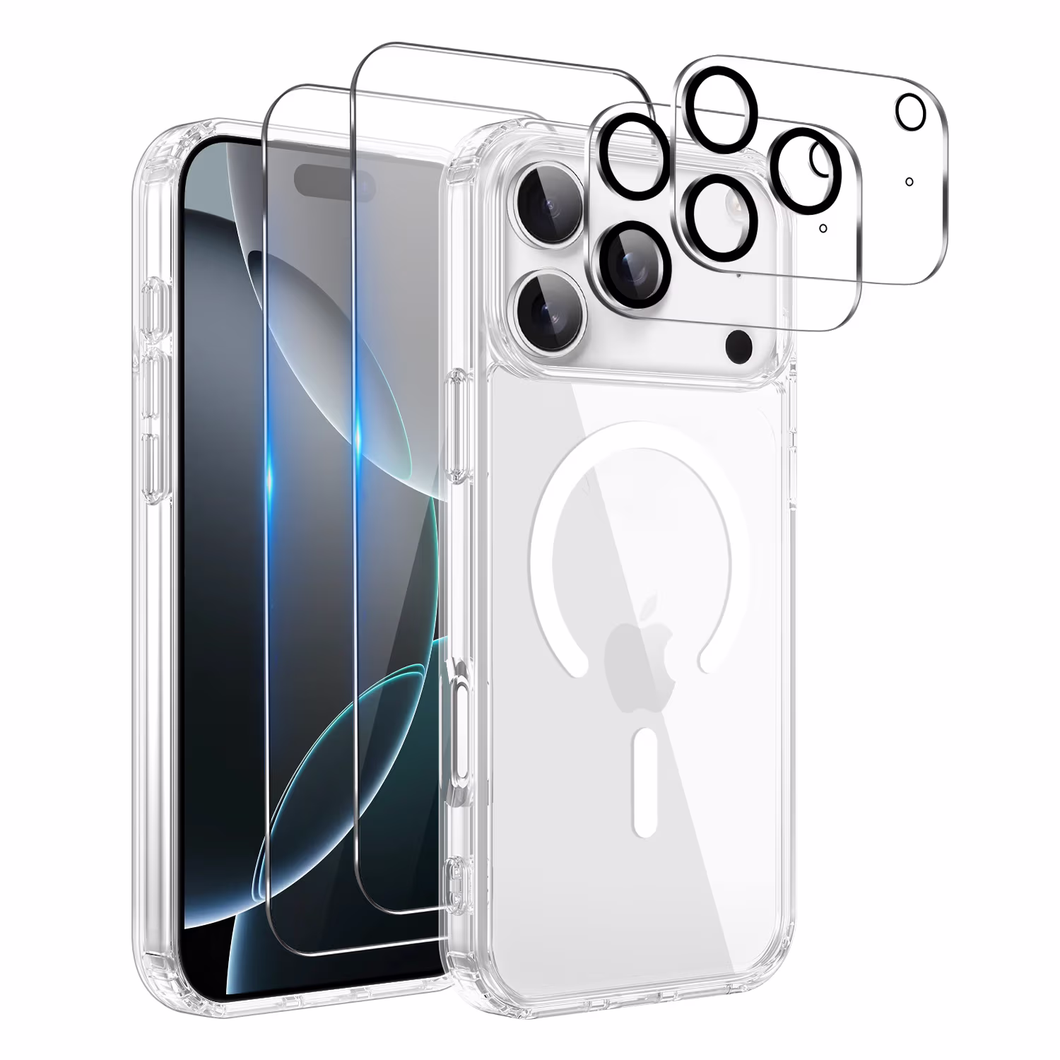 ПАКЕТ! 5в1 - MagSafe калъф + 2бр. протектора за екран + 2бр. протектора за камера