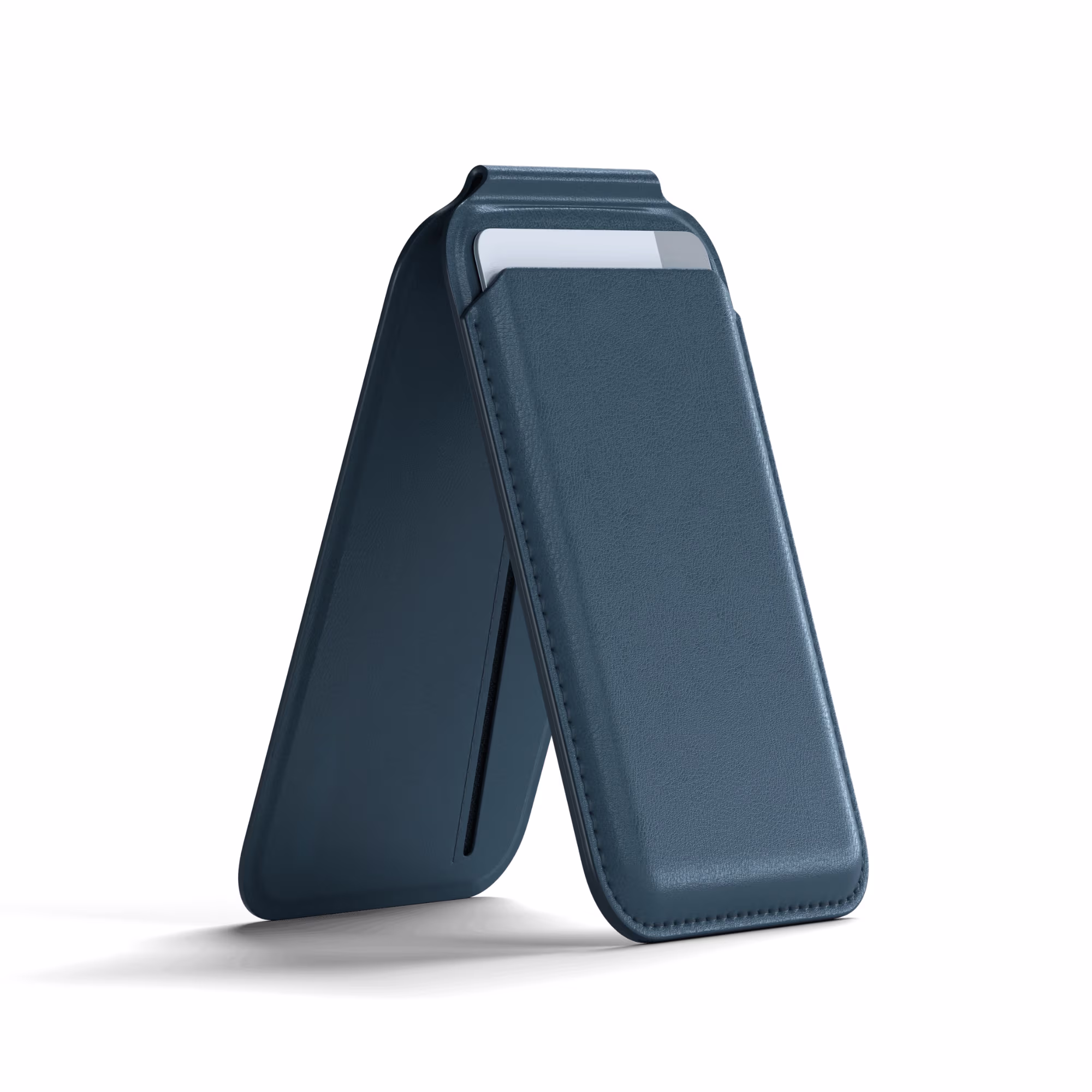 Кожен портфейл - поставка за прикрепяне към iPhone с MagSafe - Blue