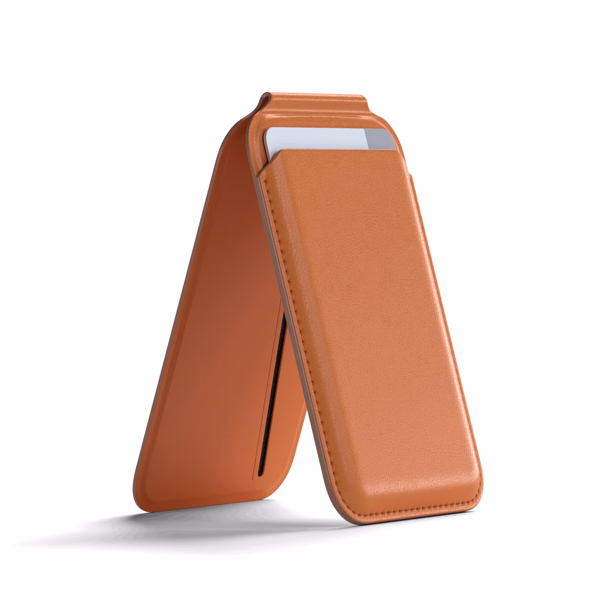 Кожен портфейл - поставка за прикрепяне към iPhone с MagSafe - Orange